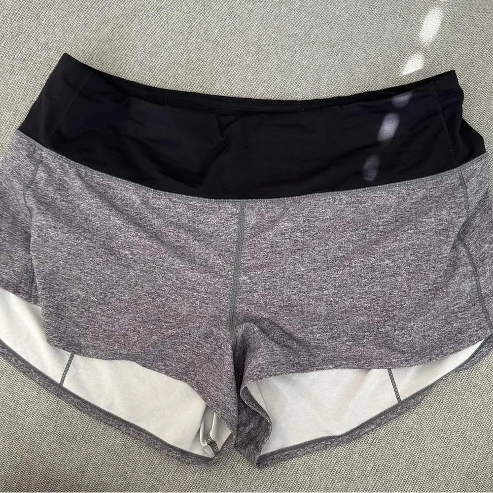 Lululemon Athletica Black and Heather Gray Athletic Shorts - Picture 2 of 4